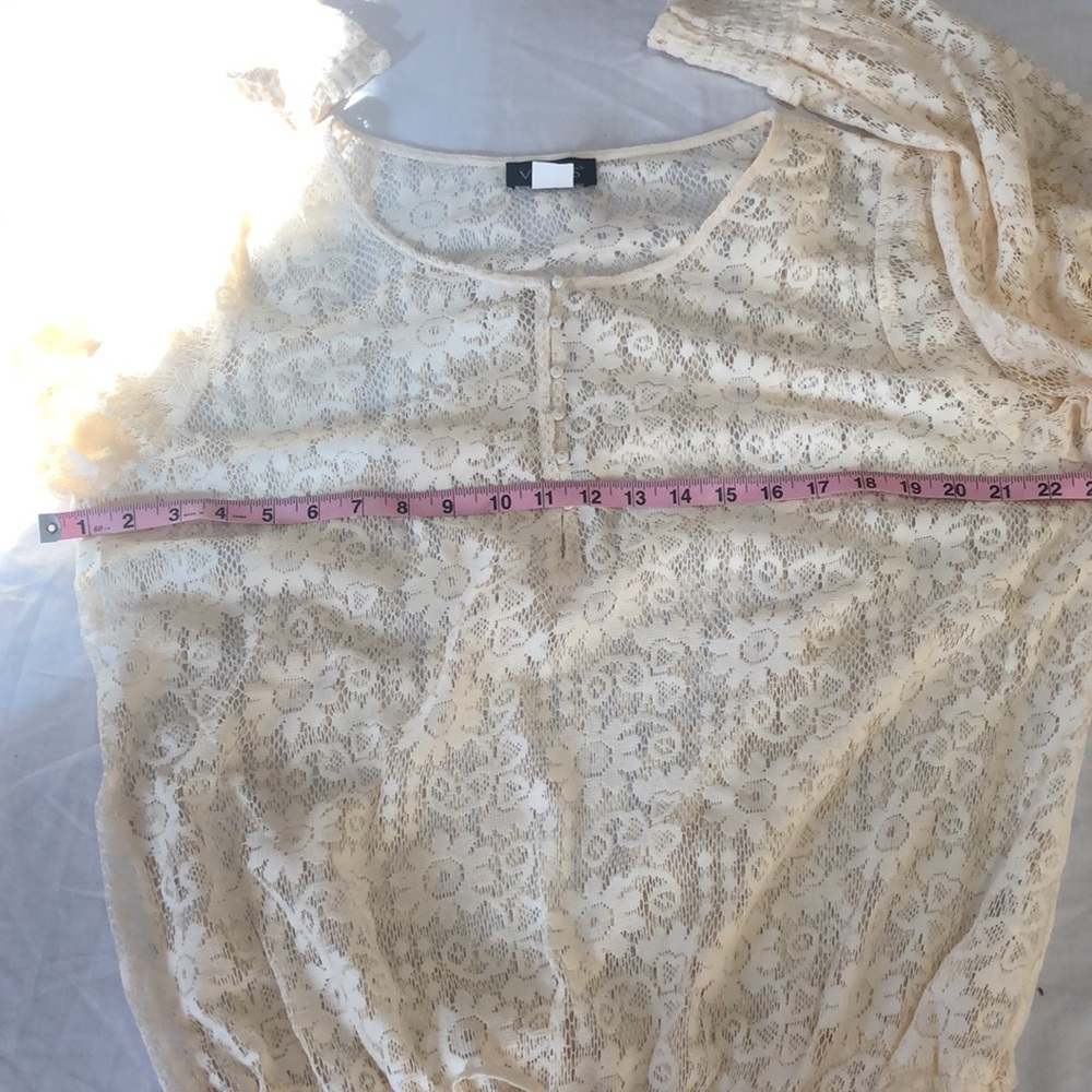 Venus Ivory Lace floral Bohemian Blouse w/elastic waist & cuffs Size Extra Large - Picture 10 of 13